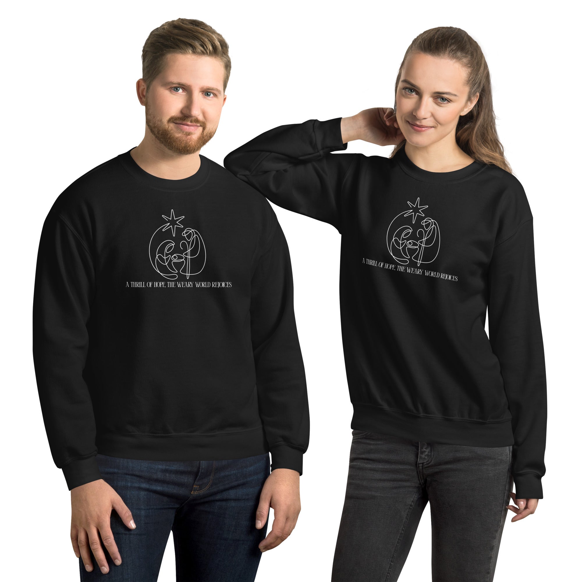 A Thrill of Hope Nativity Crewneck Sweatshirt | Faith-Based Holiday Wear