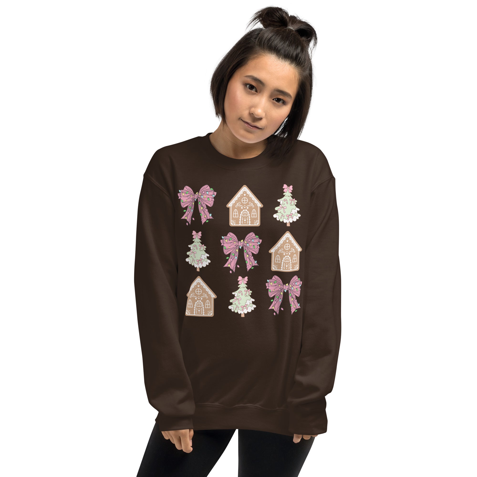Girly Gingerbread Christmas Crewneck Sweatshirt | Cute Festive Apparel