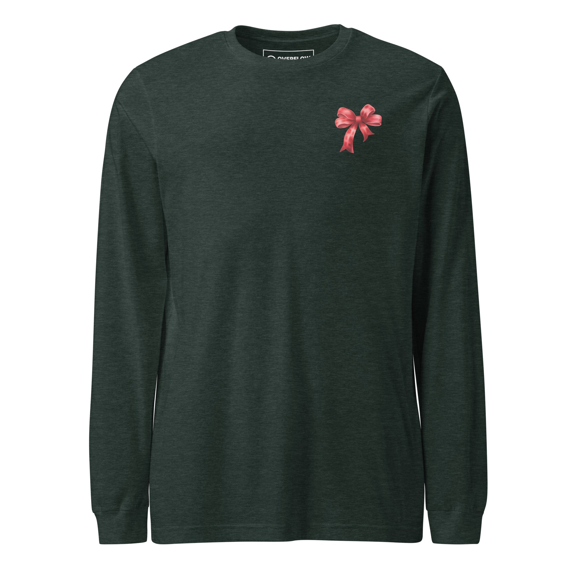 Merry Merry Merry Christmas Bow Long Sleeve T-Shirt | Holiday Wear